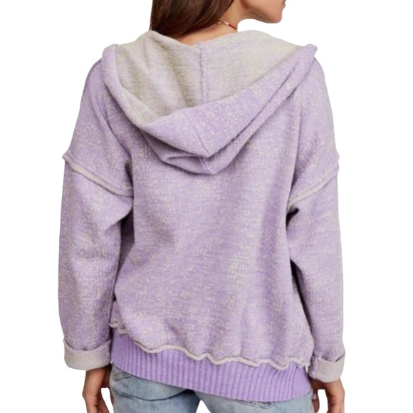 New Free People In Bloom Sm Purple Green Zip Hoodie Sweater - Picture 10 of 13